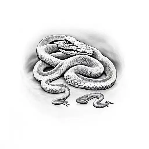 two snakes protect an egg tattoo design idea