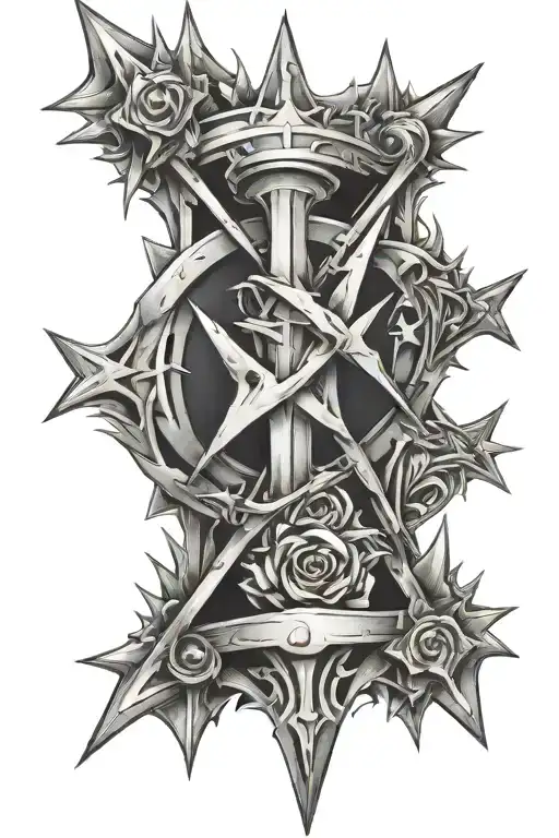 spikes crossed tattoo design idea
