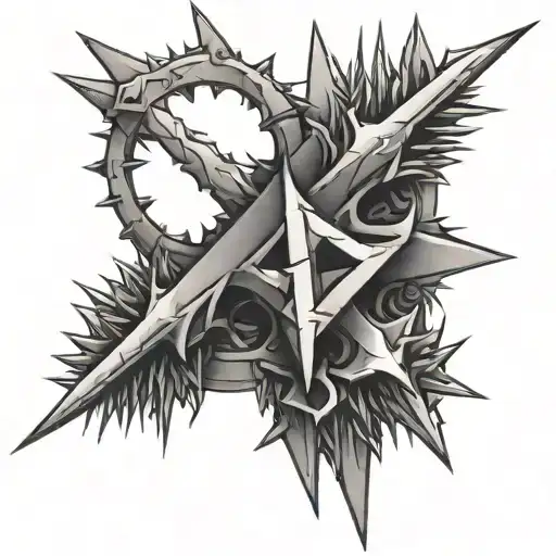 spikes crossed together tattoo design idea