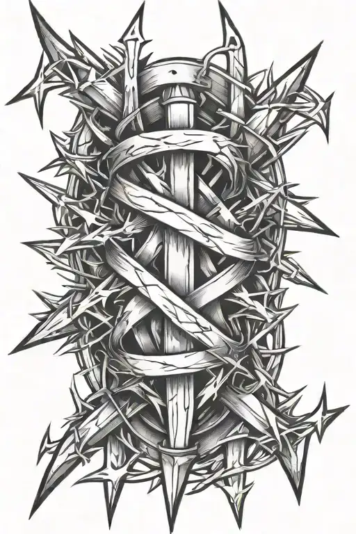 spikes crossed together tattoo design idea
