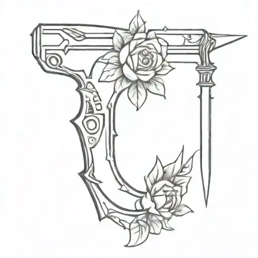 stiletto knife tattoo design idea