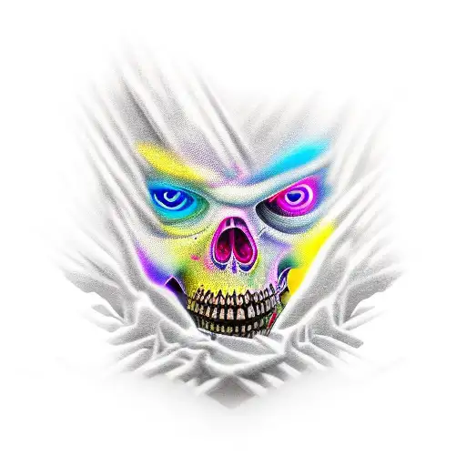 Dark ornamental mixed with cyber sigilism tattoo design idea