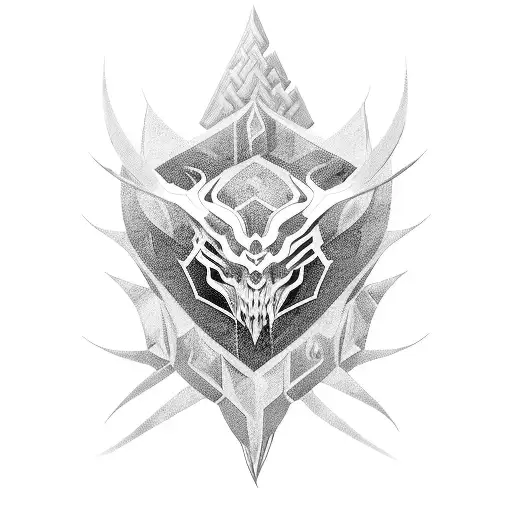 Dark ornamental mixed with cyber sigil thorns tattoo design idea
