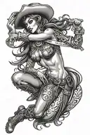 Nude cowgirl tattoo design idea