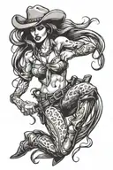 Nude cowgirl tattoo design idea