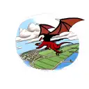 Welsh dragon flying over south wales tattoo design idea