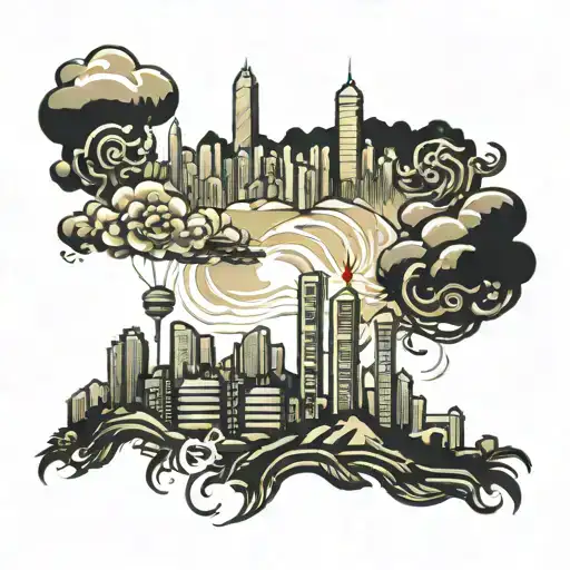hong kong skyline tattoo design idea