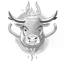 A sketch-style bull with Japanese candle flames engulfing its body tattoo design idea