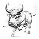 A sketch-style bull with Japanese candle flames engulfing its body tattoo design idea