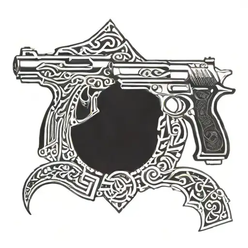 Military Police Double pistols crossing each other tattoo design idea