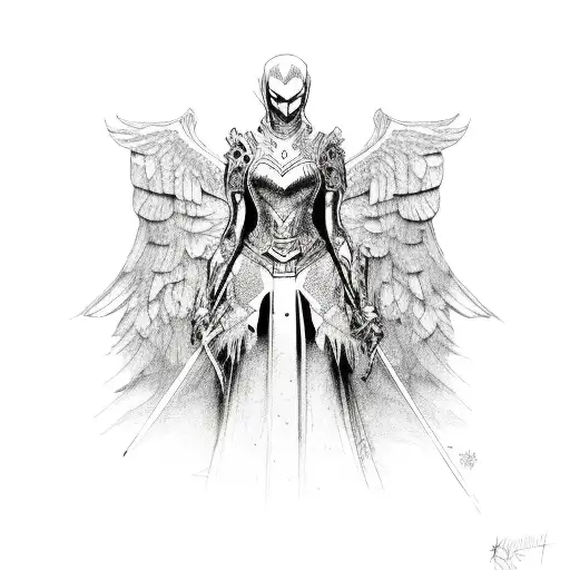 fallen angel knight tattoo design idea