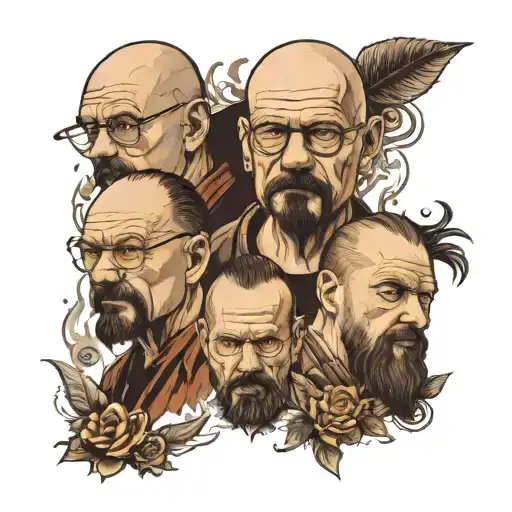 walter white, billy bruto, tony soprano e ragnar lothbrok tattoo design idea