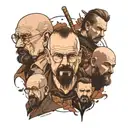 walter white, billy bruto, tony soprano e ragnar lothbrok tattoo design idea