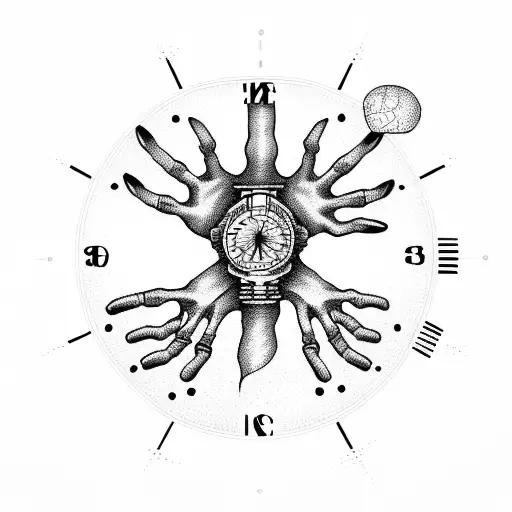 skeleton hand with world clock tattoo design idea