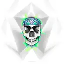 Diamond shaped Gothic lantern with a skull, spewing green flames tattoo design idea