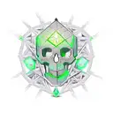 Diamond shaped Gothic lantern with a skull, spewing green flames tattoo design idea