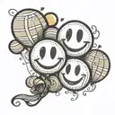 black NF smiley Face with balloons on each end of the smile tattoo design idea