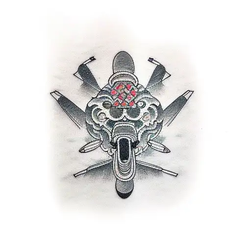 airplane with cancer and 69 tattoo design idea