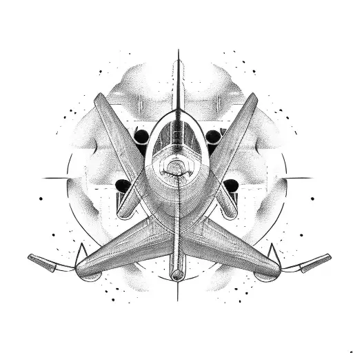 airplane with cancer and 69 tattoo design idea