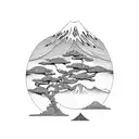Japanese scenery tattoo design idea