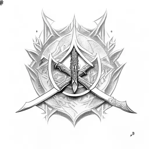 Lord of the ring sword mixed with the gondor emblem tattoo design idea
