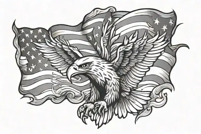 patriotic, eagle flag tattoo design idea