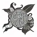 Incorporate Japanese calligraphy characters spelling out the word 'CARL KENTH' tattoo design idea