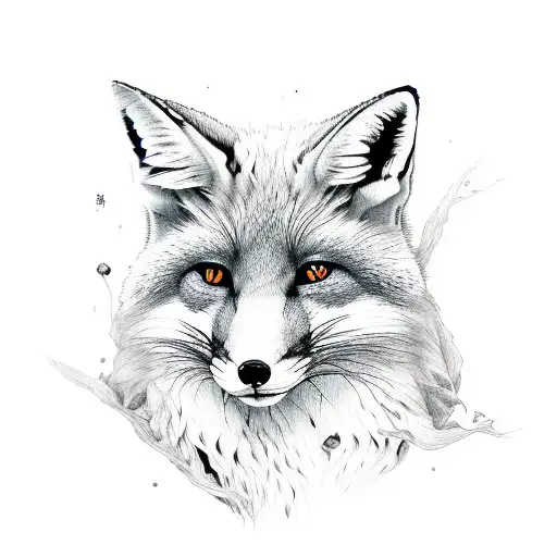 double hearted fox tattoo design idea