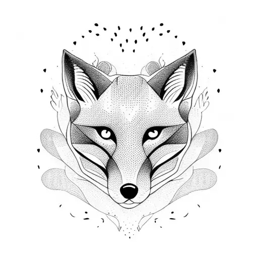 double heart fox tattoo design idea