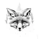 double hearted fox tattoo design idea