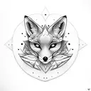 double heart fox tattoo design idea