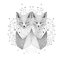 double heart fox tattoo design idea