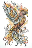 phoenix with flames wrapped tattoo design idea