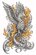phoenix with flames wrapped tattoo design idea