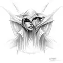 crying Sylvanas Windrunner and tears burn out her eyes tattoo design idea