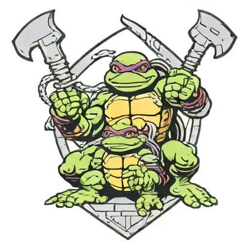 teenage mutant ninja turtles holding a bricklayer trowel  tattoo design idea
