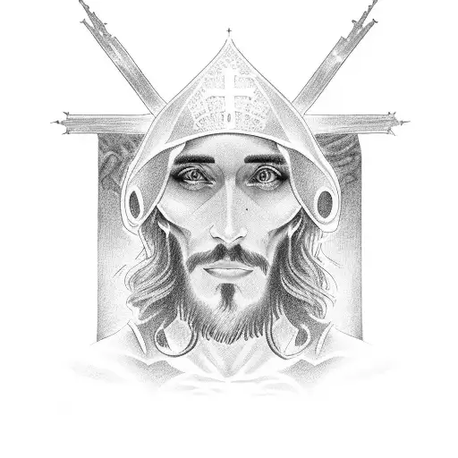 the number 9 and Jesus tattoo design idea