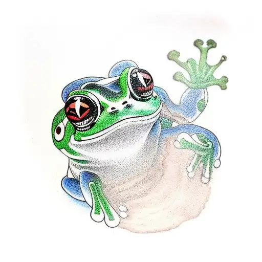 Japanese frog leaning up against a well tattoo design idea