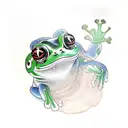 Japanese frog leaning up against a well tattoo design idea