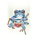 Japanese frog leaning up against a well tattoo design idea