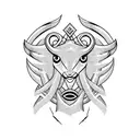 Half Capricorn face combined with half Aries face for one piece  tattoo design idea