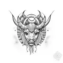 Half Capricorn face combined with half Aries face for one piece  tattoo design idea