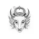 Half Capricorn face combined with half Aries face for one piece  tattoo design idea