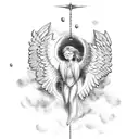 icarus falling from the sky and an angel tries tosave him tattoo design idea
