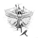 icarus falling from the sky and an angel tries tosave him tattoo design idea
