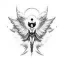 icarus falling from the sky and an angel tries tosave him tattoo design idea