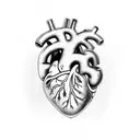 An anatomically correct heart split in half. One Side dark, one side bright tattoo design idea