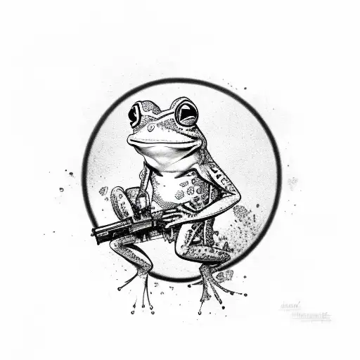 frogs with guns tattoo design idea