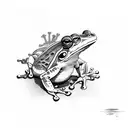 frogs with guns tattoo design idea