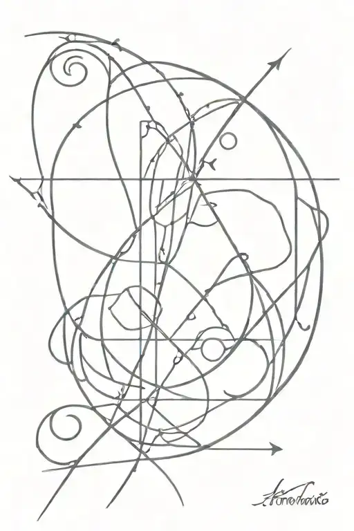 Create a tattoo that combines delicate lines and abstract symbols, with a minimalist style, reflecting the client's love for Renaissance art tattoo design idea